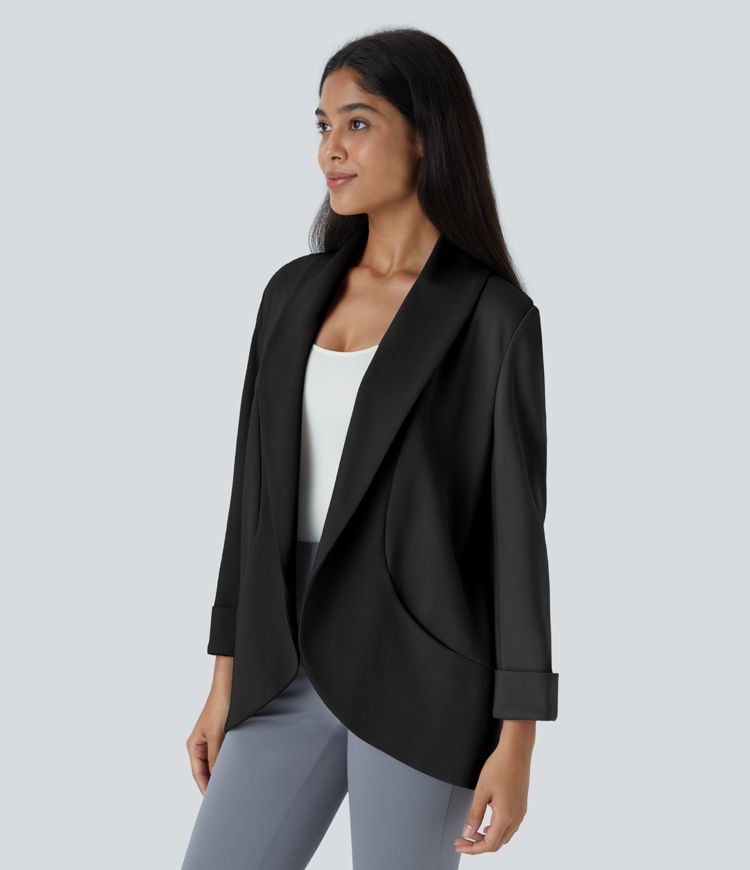 Blazer oficina bolsillo lateral manga larga frente abierto