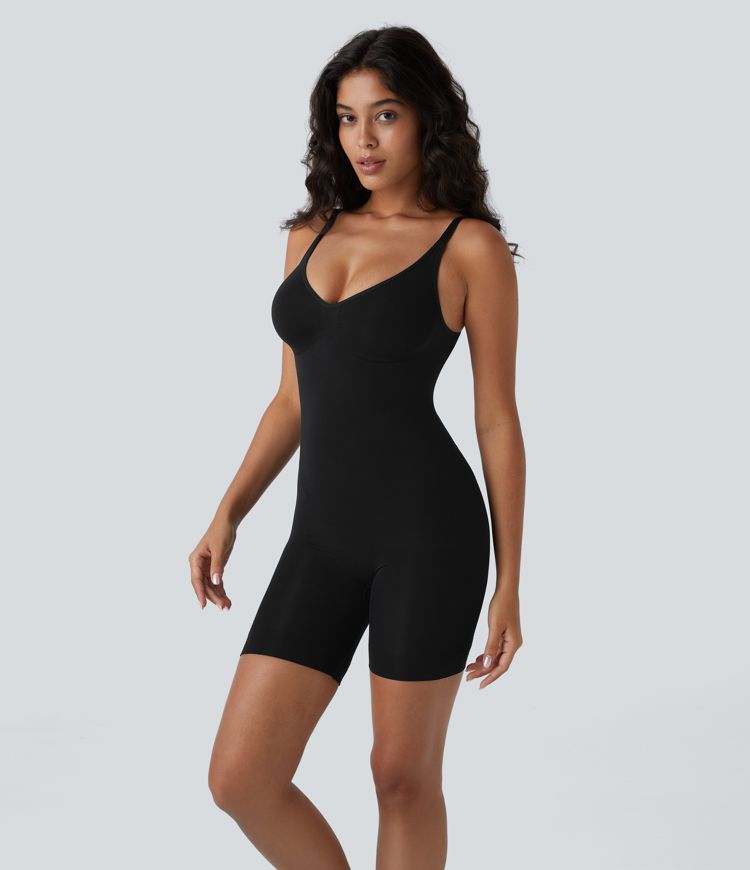 Body sculptant sans coutures à effet seconde peau, bretelles ajustables, dos nu, effet ventre plat et push-up fessier