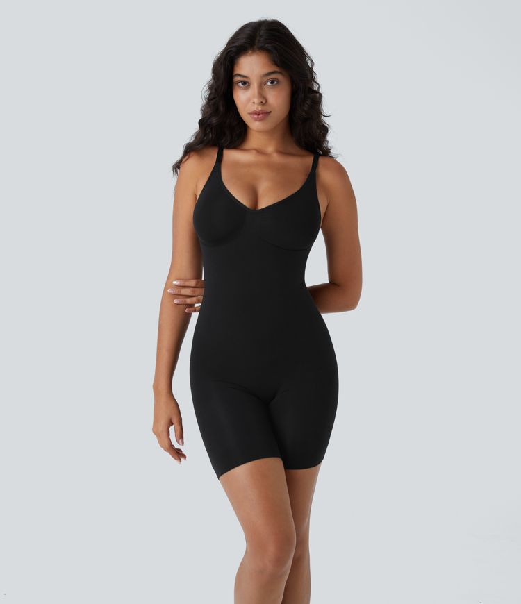 Body sculptant sans coutures à effet seconde peau, bretelles ajustables, dos nu, effet ventre plat et push-up fessier