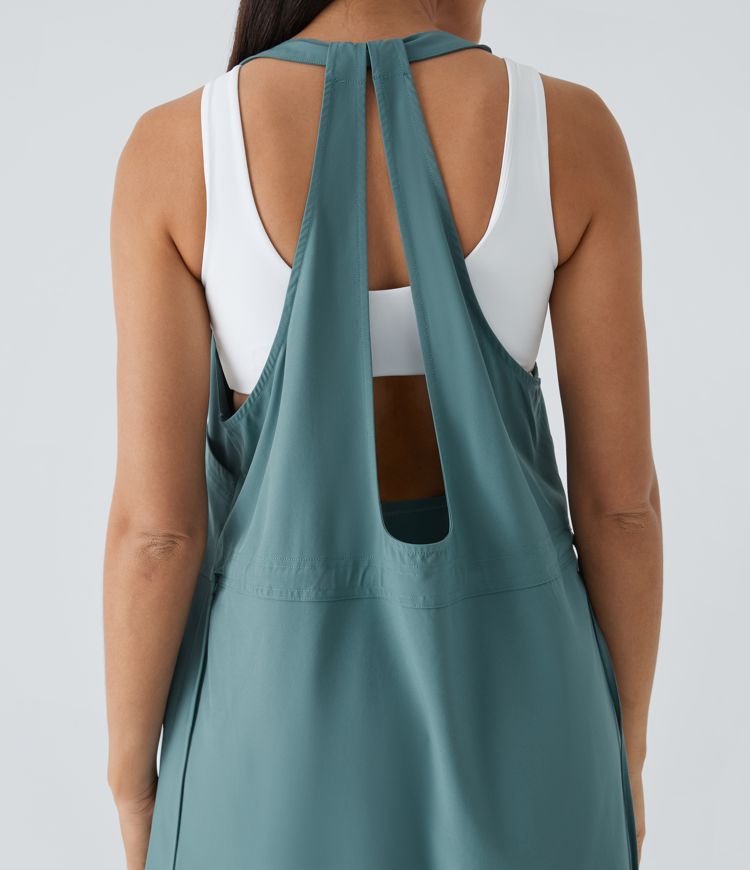 Breezeful™ Robe Sport Randonnée Mini Séchage Rapide 2 Pièces Dos Nu Poches Multiples Cordon de Serrage