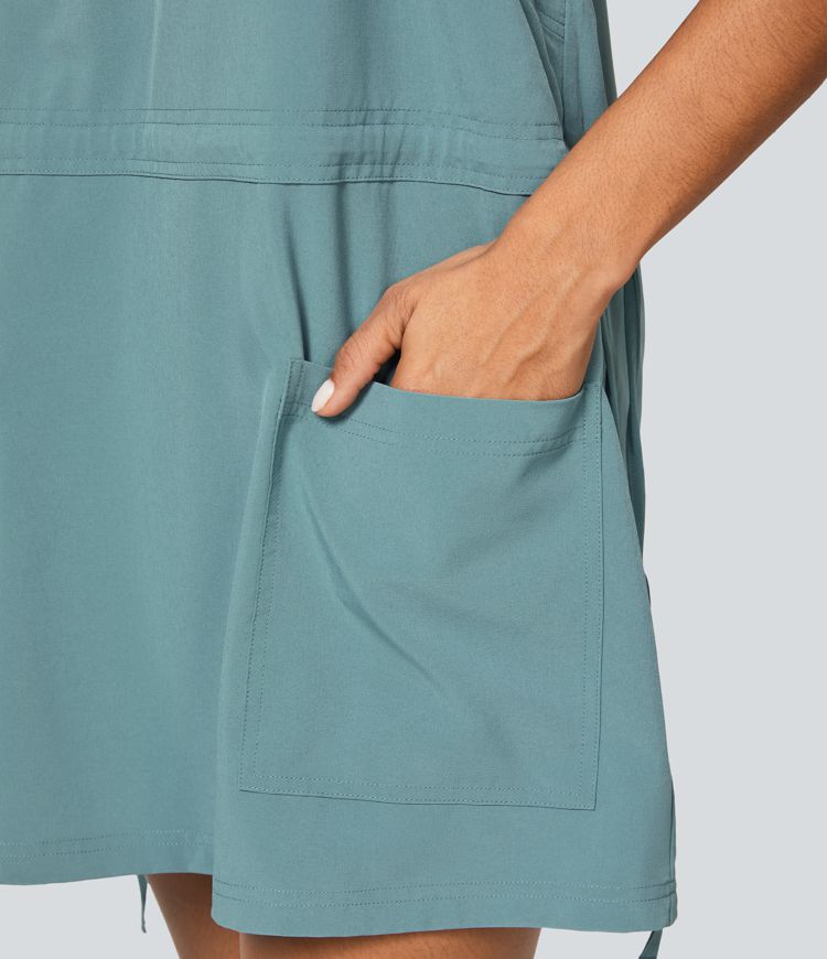 Breezeful™ Backless Multipocket Drawstring 2-Piece Quick Dry Mini Hiking Active Dress
