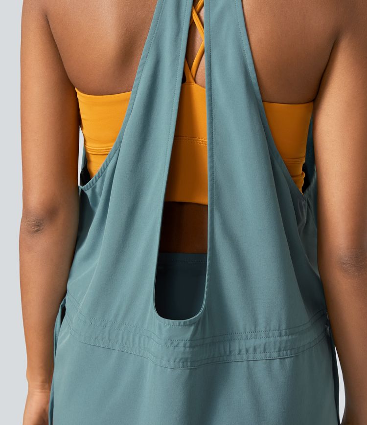 Breezeful™ Backless Multipocket Drawstring 2-Piece Quick Dry Mini Hiking Active Dress