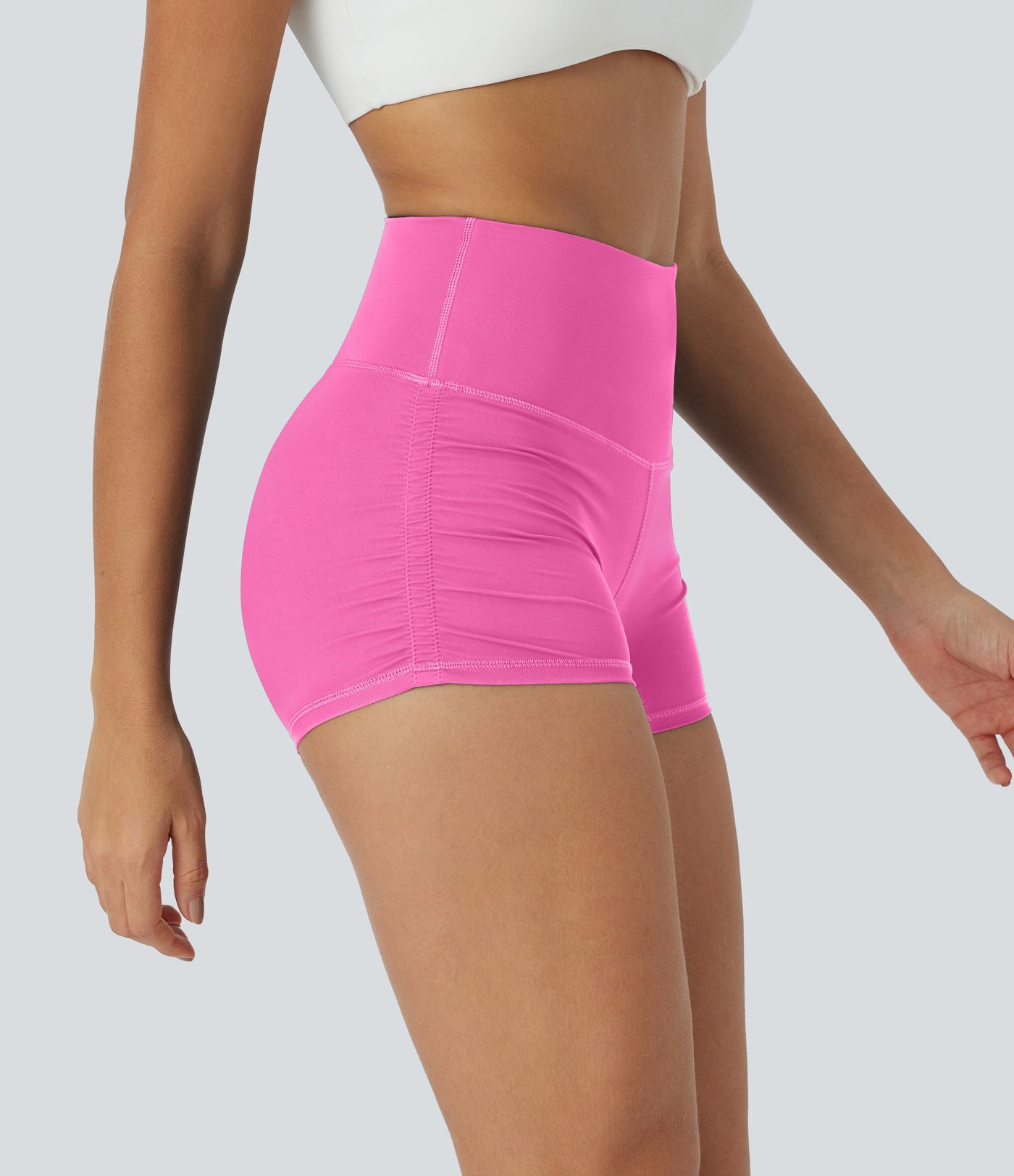SoftlyZero™ QuickDry High Waisted Tummy Control Ruched Running Biker Shorts 2.5''
