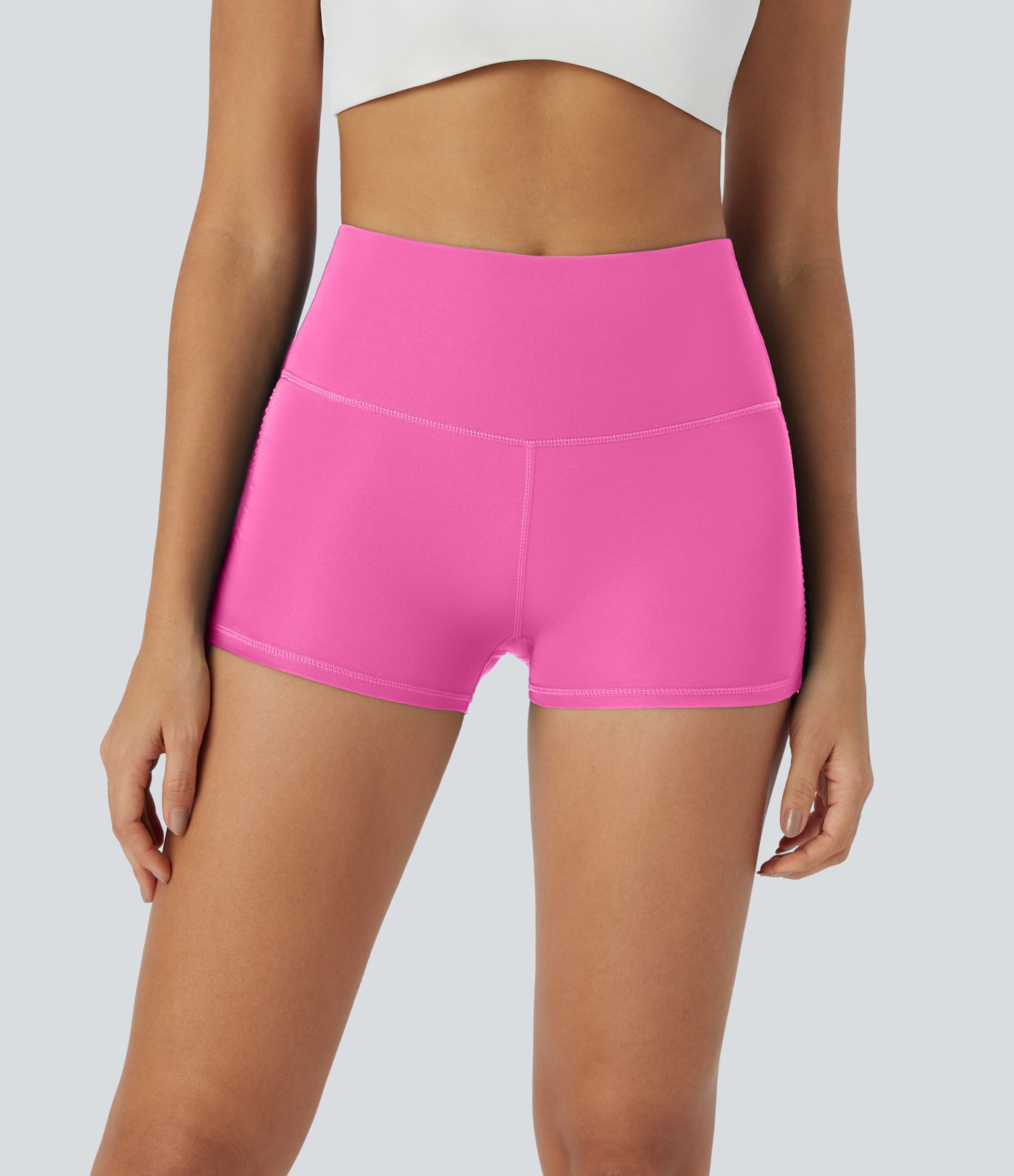 SoftlyZero™ QuickDry High Waisted Tummy Control Ruched Running Biker Shorts 2.5''
