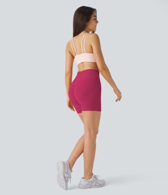 SoftlyZero™ Plush High Waisted Crossover Ruched Yoga Shorts 5''