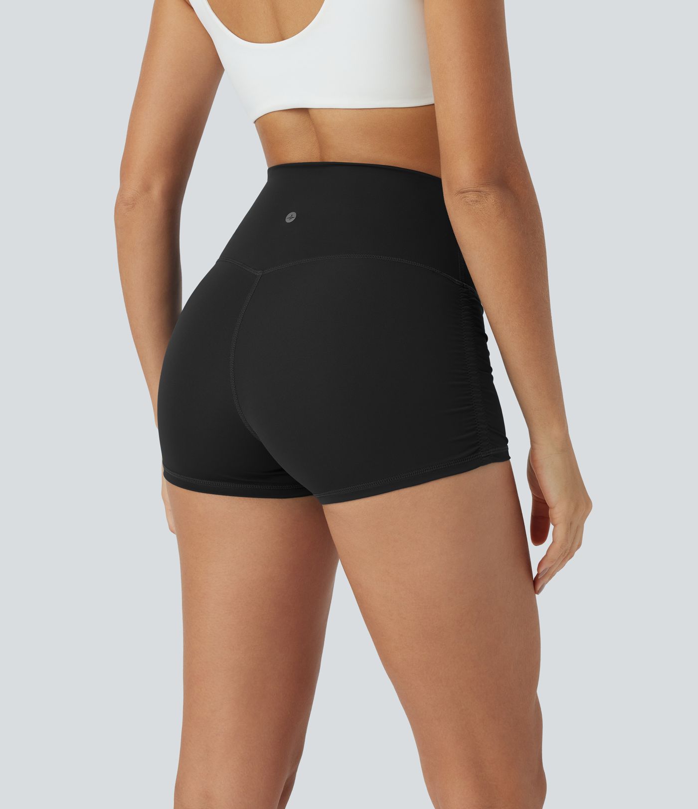 SoCinched high waist tummy control ruched quick dry running biker shorts