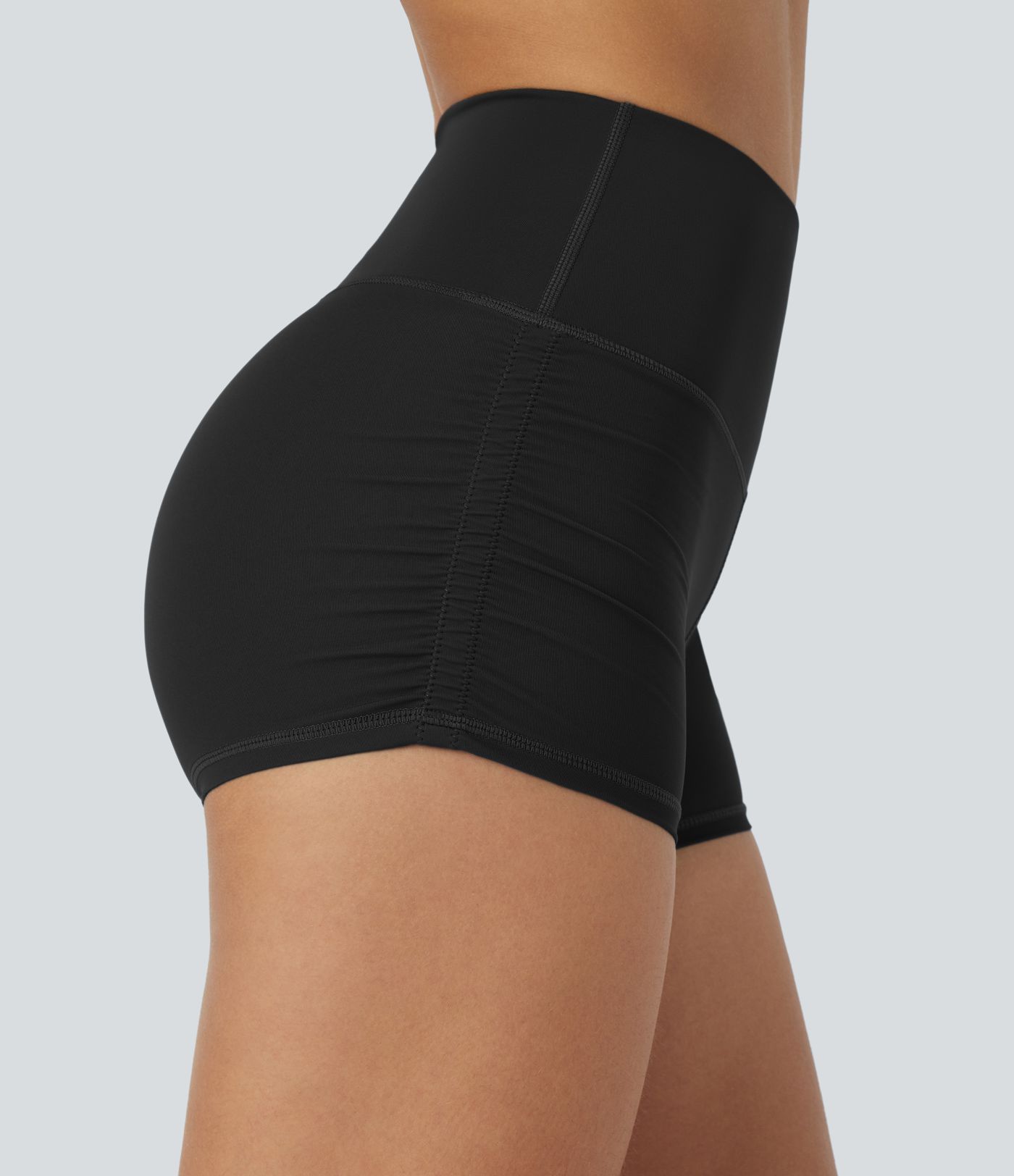 SoCinched high waist tummy control ruched quick dry running biker shorts