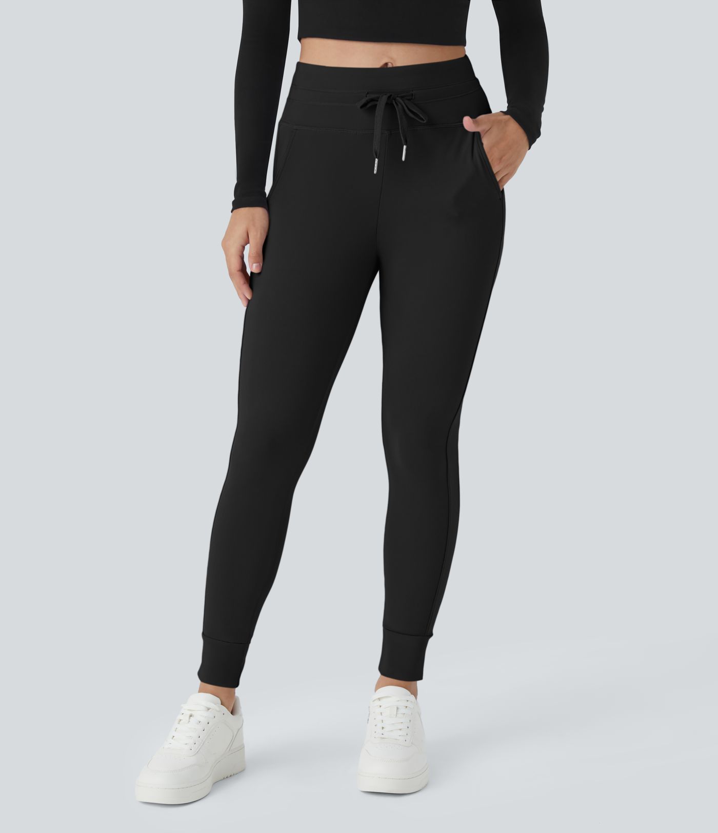 Softlyzero™ Airy High Waist Drawstring Side Pocket Plain Cool Touch Regular Length Jogger Pants