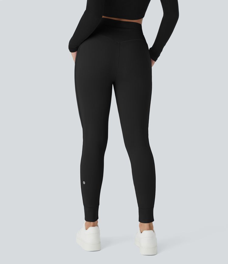 Softlyzero™ Airy High Waisted Drawstring Side Pocket Plain Cool Touch Full Length Joggers-UPF50+