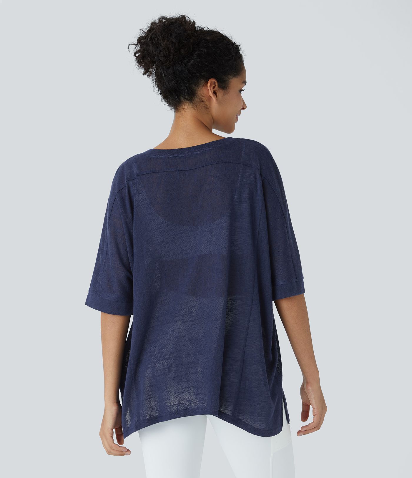 Top Casual Oversize Asymétrique Ourlet Fendu Transparent
