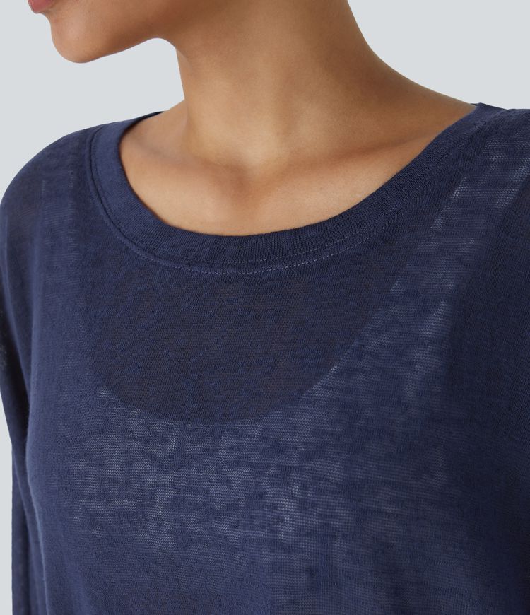 Top Casual Oversize Asymétrique Ourlet Fendu Transparent