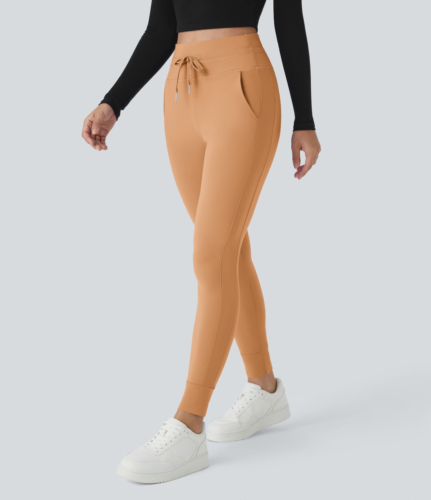 Softlyzero™ Plush High-Waist Drawstring Side Pocket Solid Full-Length Joggers