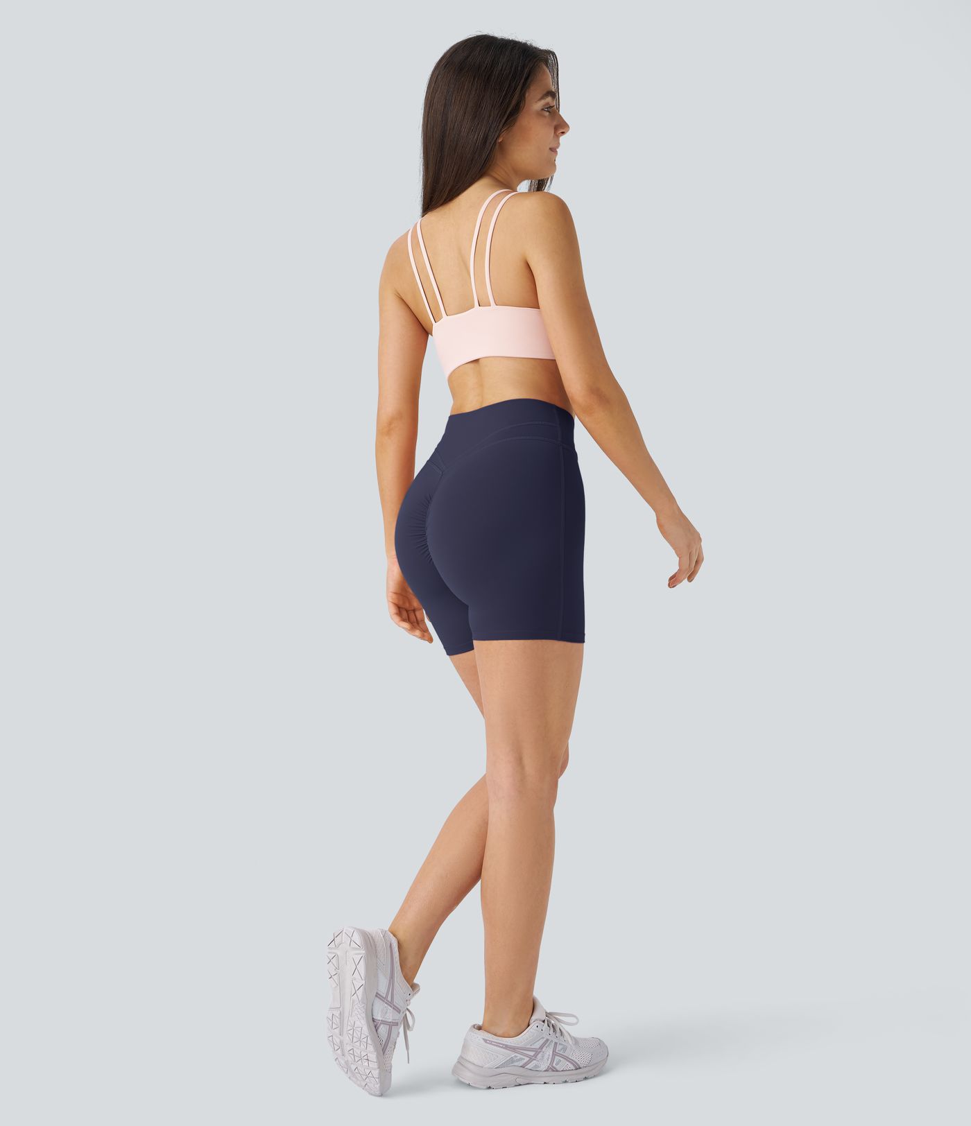 SoftlyZero™ Plush High Waisted Crossover Ruched Yoga Shorts 5''