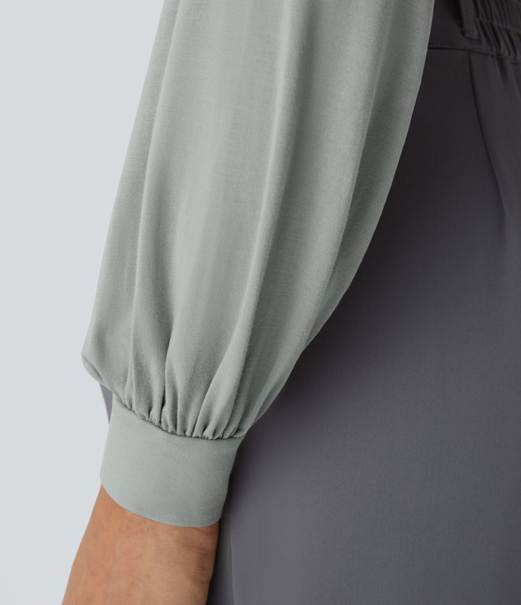 Body Travail à Boutons Col en V Manches Longues