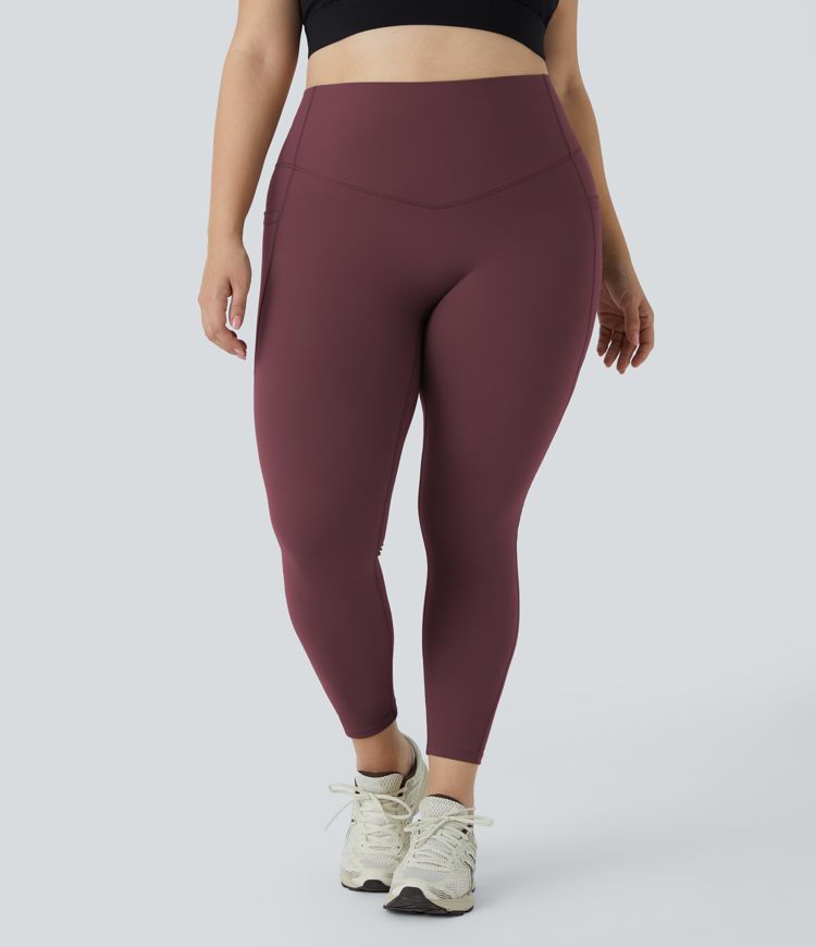SoCinched High Waisted Tummy Control Side Pocket Shaping Training Plus Size Leggings