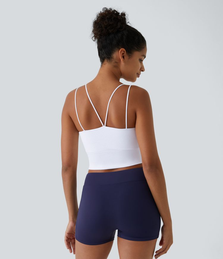Seamless Flow Double Straps V Back Cropped Running Cami Top