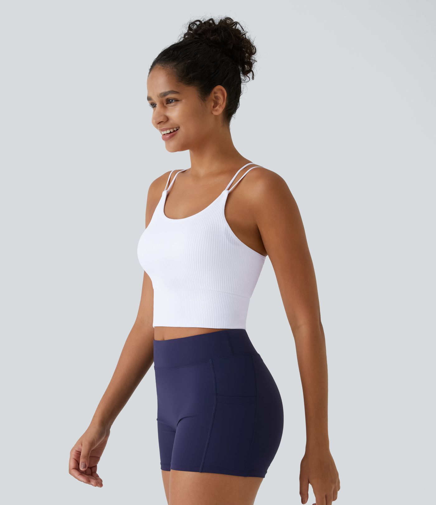 OneForm Seamless Flow Double Straps V Back Cropped Running Cami Top