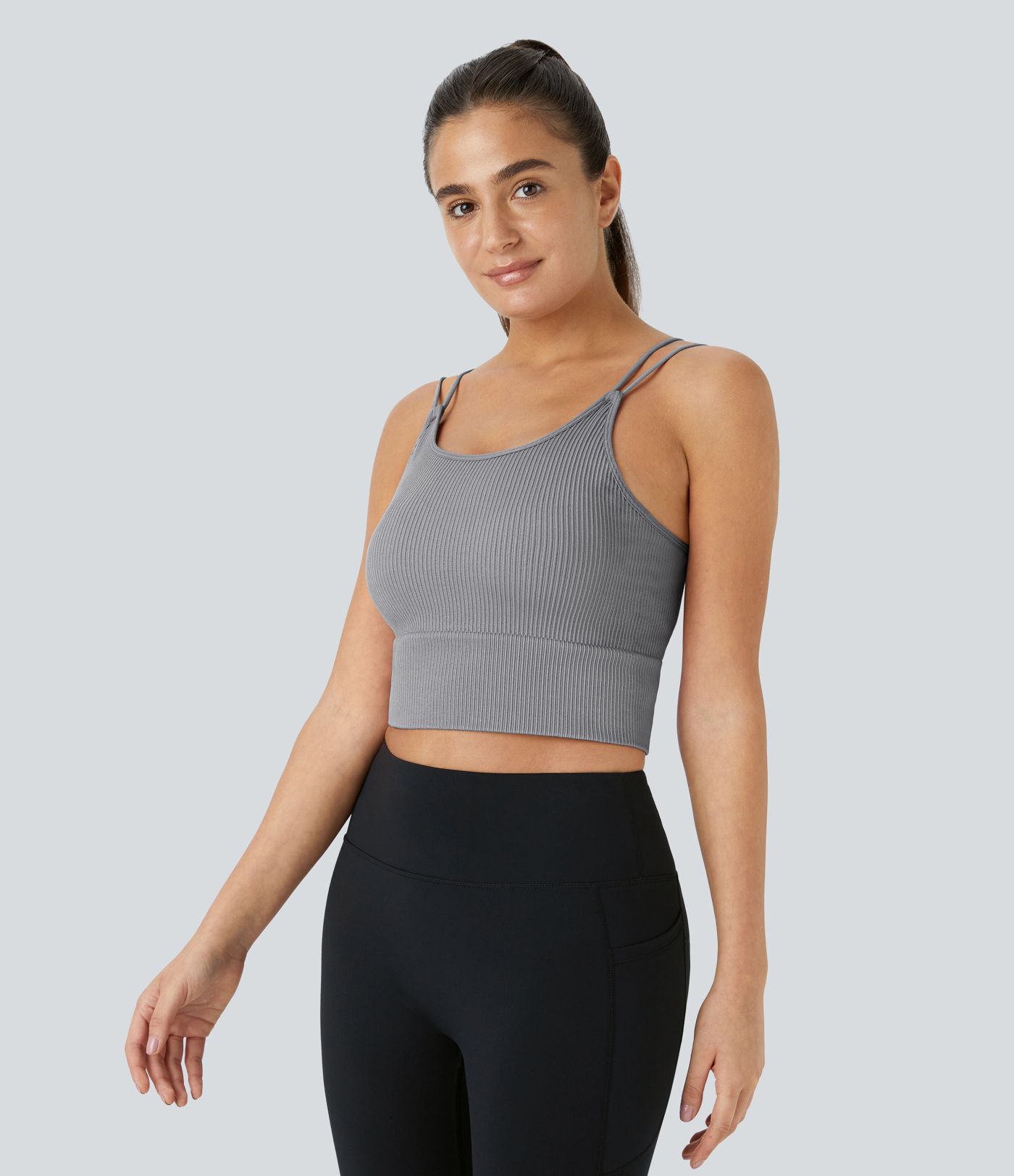 Débardeur running court dos en V bretelles doubles sans couture OneForm Seamless Flow