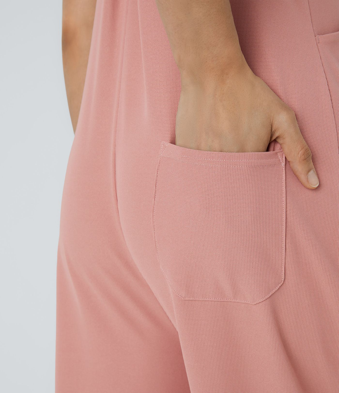 Pockets Waffle Casual Women Work Overalls