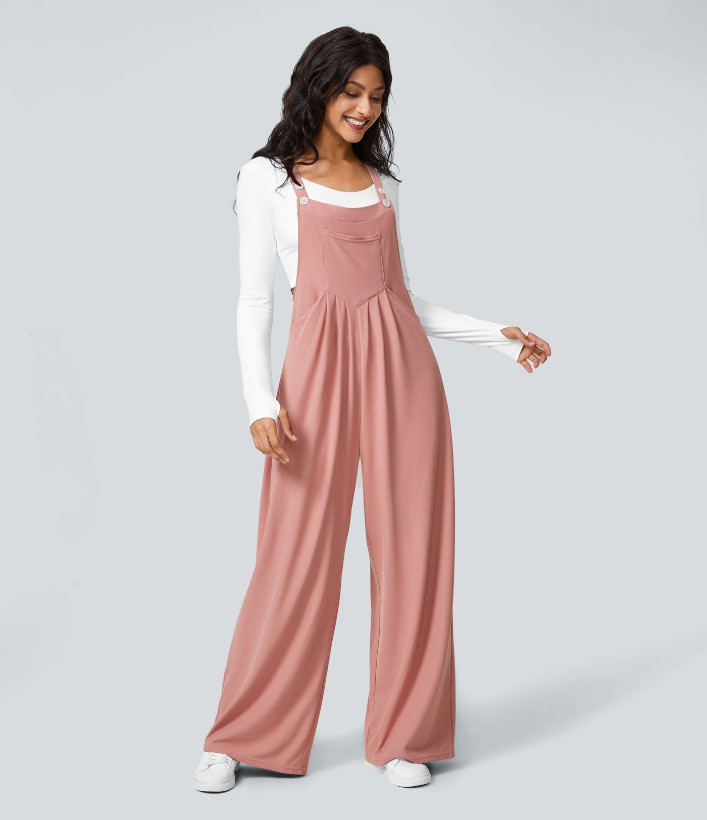 Pockets Waffle Casual Women Work Overalls