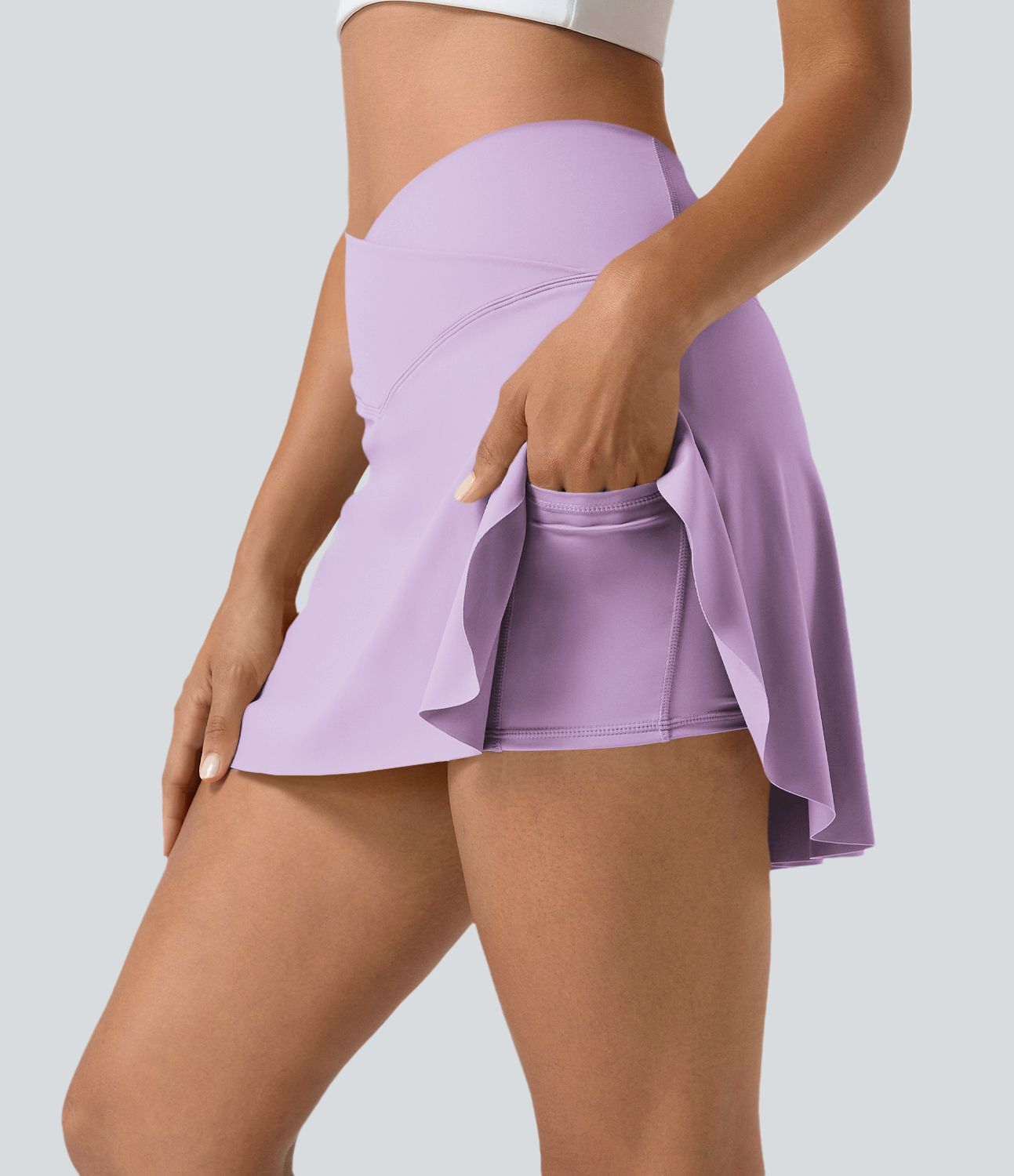 Everyday SoftlyZero™ Airy Crossover 2-in-1 Side Pocket Cool Touch Mini Tennis Skirt-Lucid-UPF50+