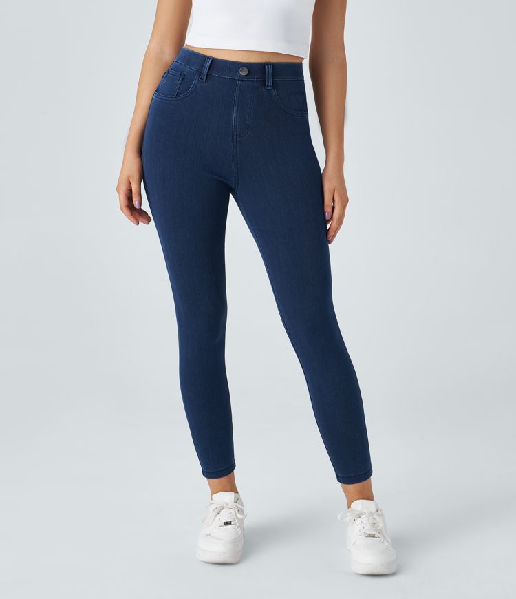 HalaraMagic™ High Waisted Multiple Pockets Stretchy Knit Denim Work Leggings