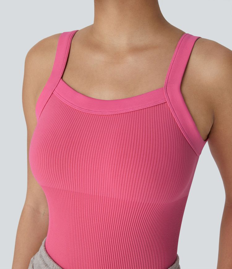 Seamless Flow Square Neck Casual Tank Smooth Bodysuit