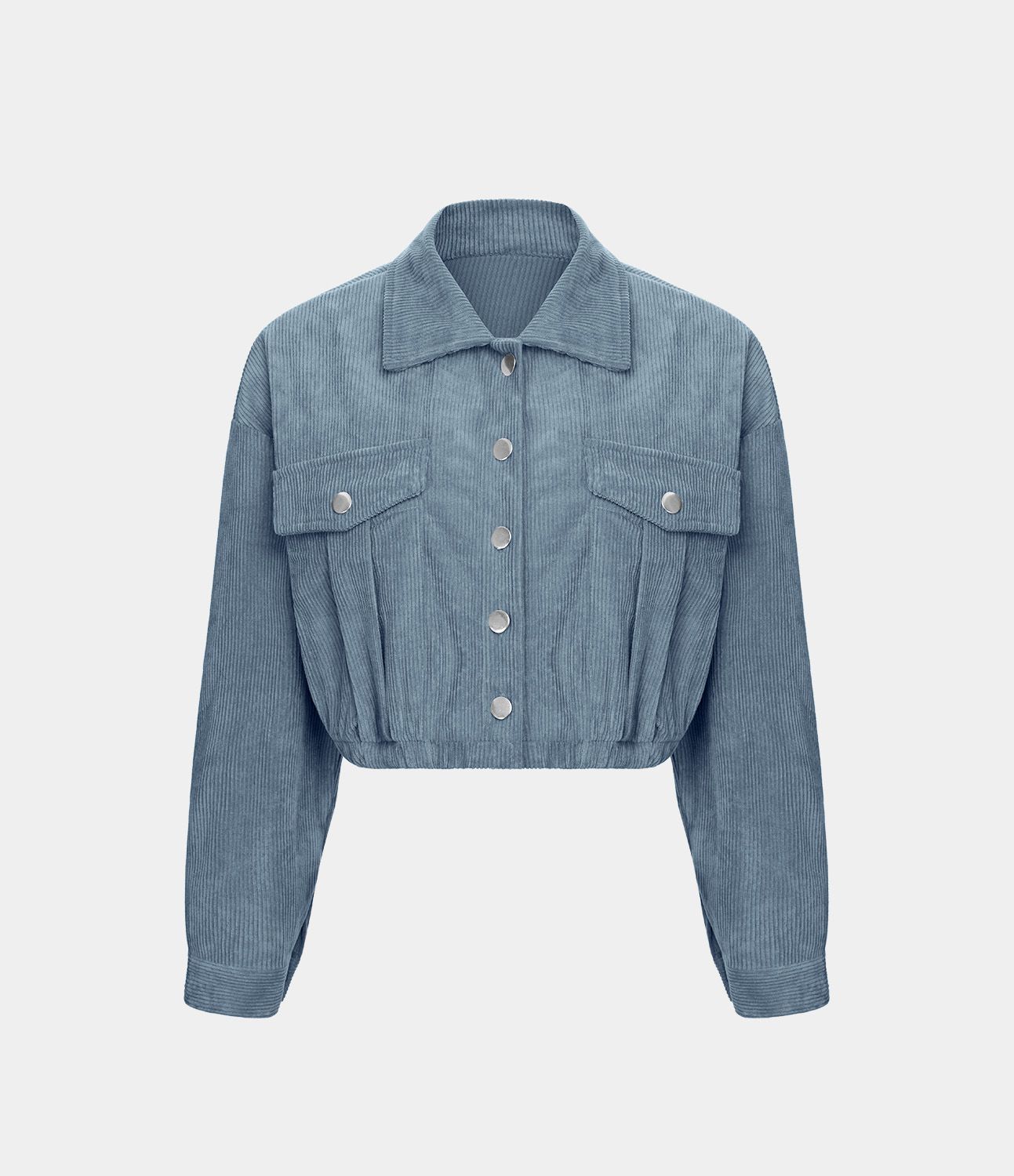 Pocket Cropped Corduroy Casual Jacket