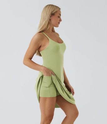 SoftlyZero™ Airy Cut Out 2-in-1 Pocket Cool Touch Longer Active Dress-UPF50+