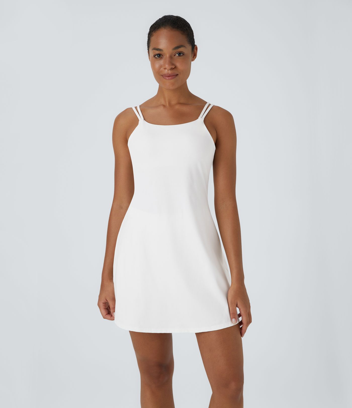 SoftlyZero™ Plush Double Straps 2-Piece Pocket Slip Dance Active Dress A-C Cups