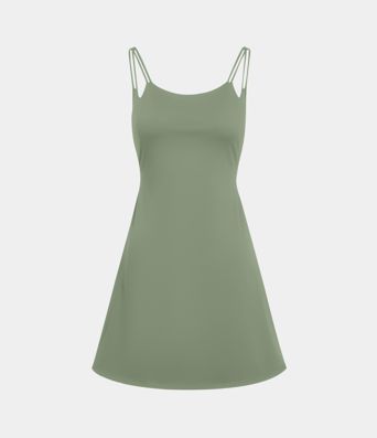 SoftlyZero™ Plush Double Straps 2-Piece Pocket Slip Dance Active Dress A-C Cups