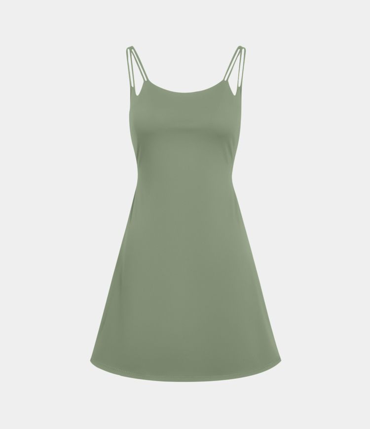 SoftlyZero™ Plush Double Straps 2-Piece Pocket Slip Dance Active Dress A-C Cups