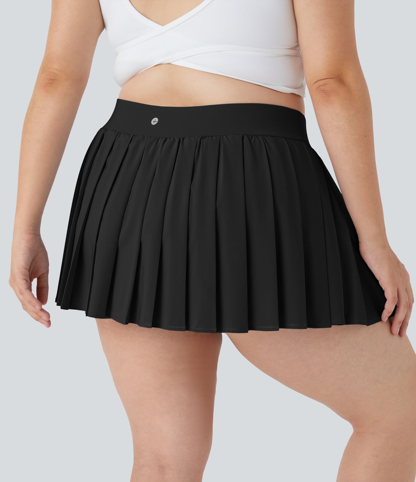 Breezeful™ High Waisted Pleated 2-in-1 Pocket Adjustable Buckle Quick Dry Micro Mini Casual Plus Size Skirt
