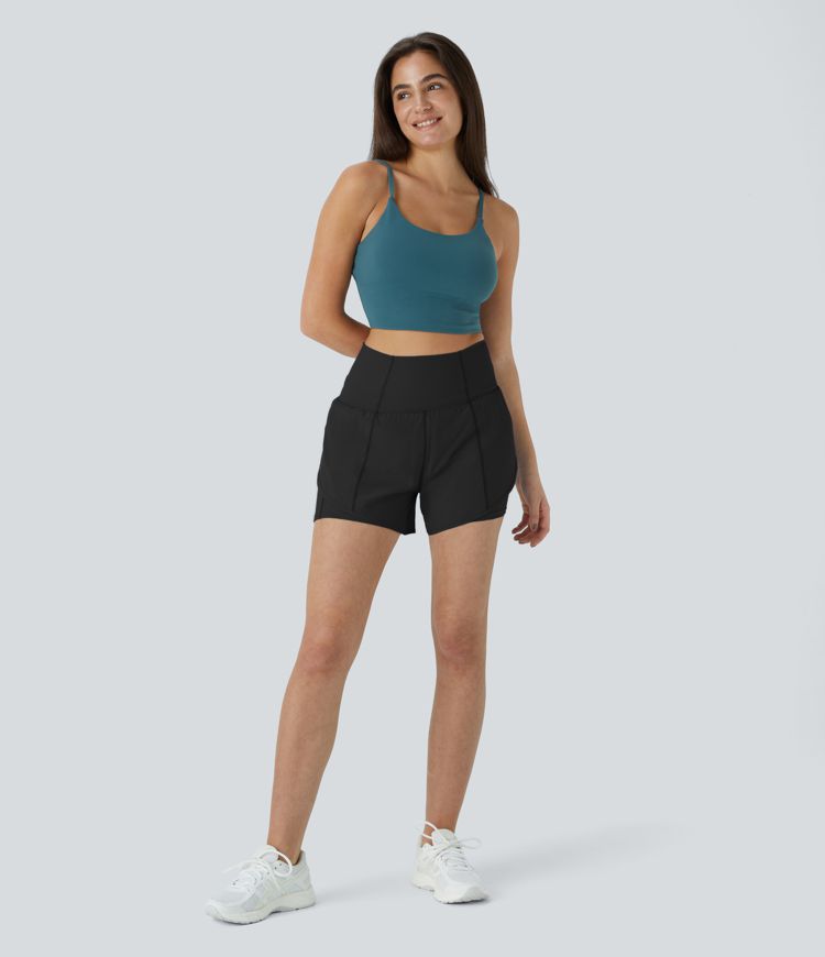 Breezeful™ Super High Waist Curved Hem 2-in-1 Yoga Shorts with Side Pockets 3.5 inch
