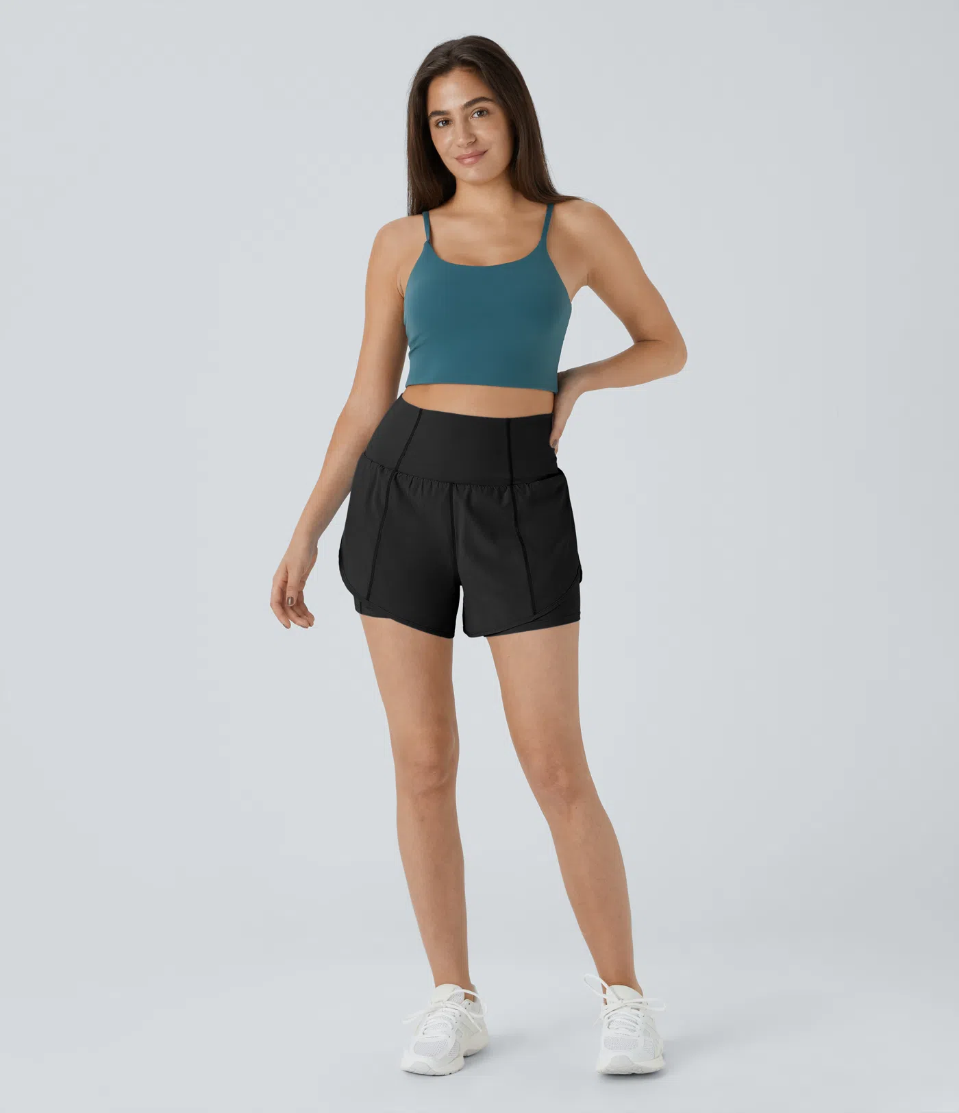 Pantalón corto Breezeful™ yoga secado rápido 2 en 1 dobladillo curvo tiro súper alto 8.8cm Pantalón corto Breezeful™ yoga secado rápido 2 en 1 dobladillo curvo tiro súper alto 8.8cm