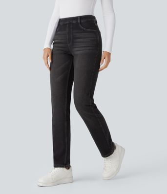 Halara Flex™ Denim Heat High Waisted Pockets Straight Leg Washed Casual Jeans