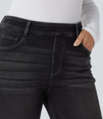 Halara Flex™ Denim Heat High Waisted Pockets Straight Leg Washed Casual Jeans