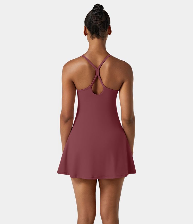 Softlyzero™ Airy Backless Cut Out 2-in-1 Pocket Cool Touch Mini Activity Dress-UPF50+