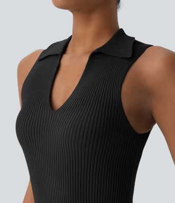 V Neck Sleeveless Casual Sweater