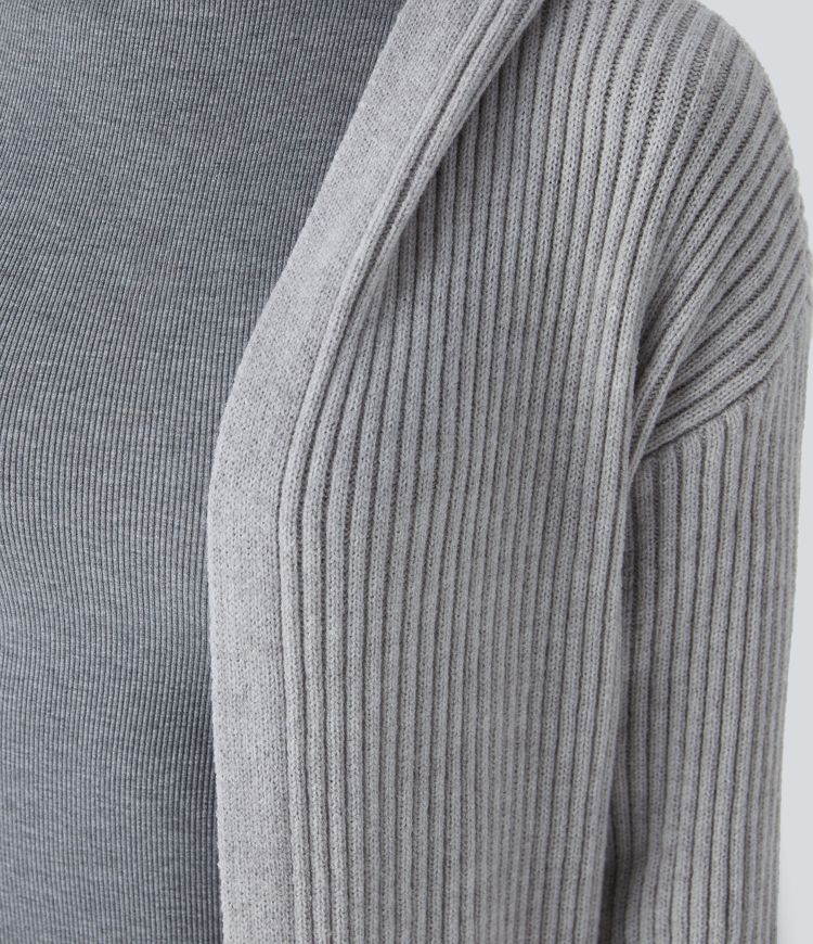 Hooded Long Sleeve Pocket Longline Casual Cardigan