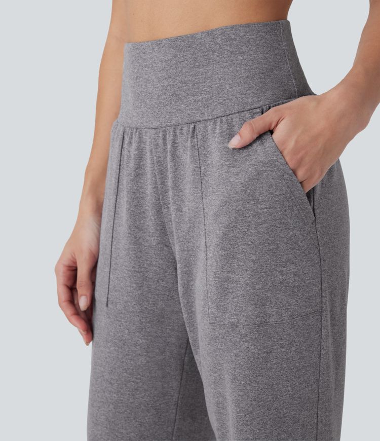 High Waisted Side Pocket Casual Joggers