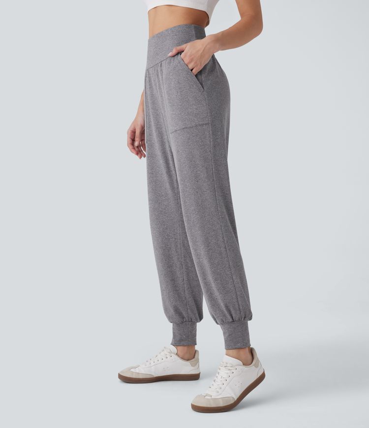 High Waisted Side Pocket Casual Joggers