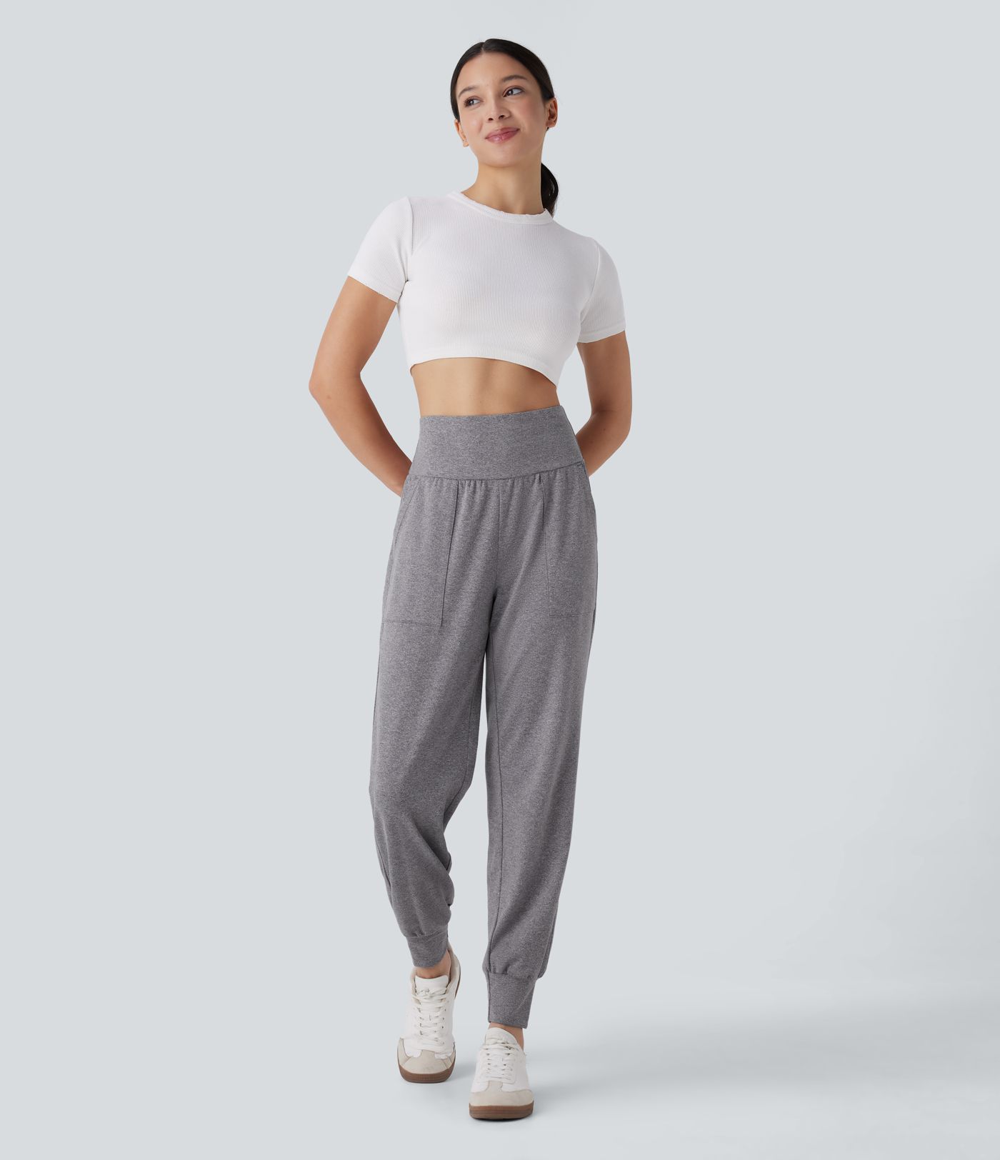 High Waisted Side Pocket Casual Joggers