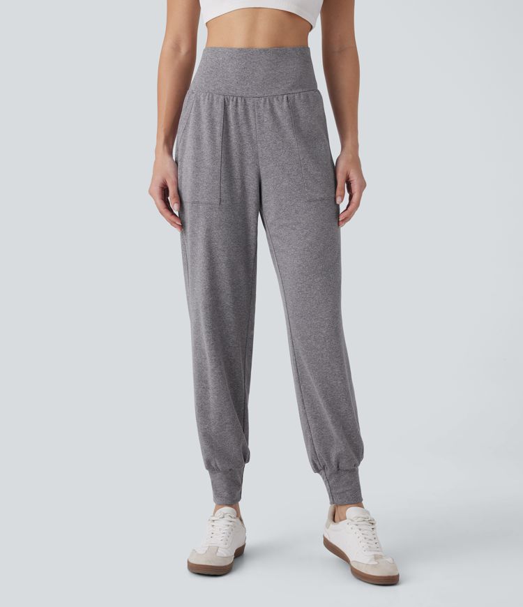 High Waisted Side Pocket Casual Joggers