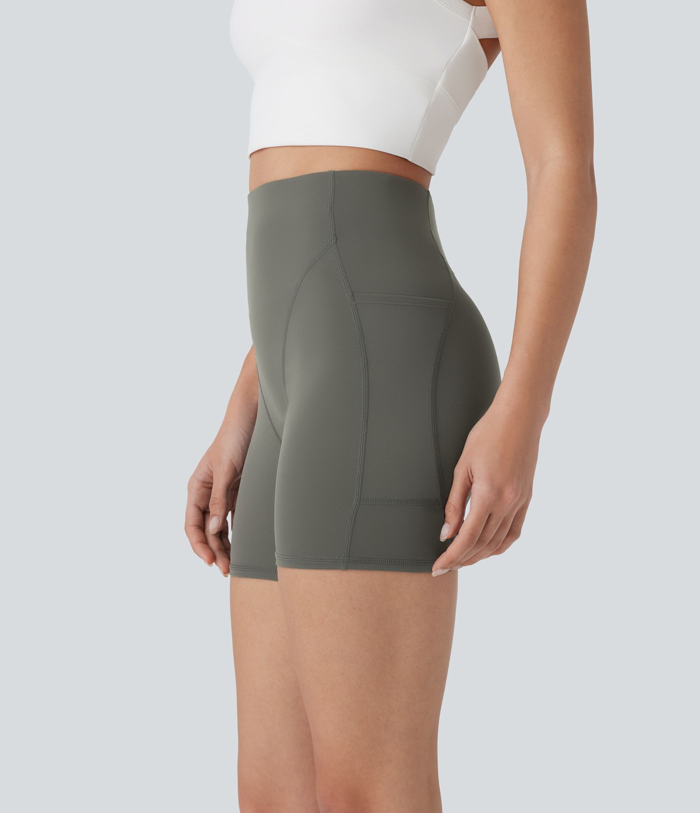 High Waisted Pocket Workout Biker Shorts 5''