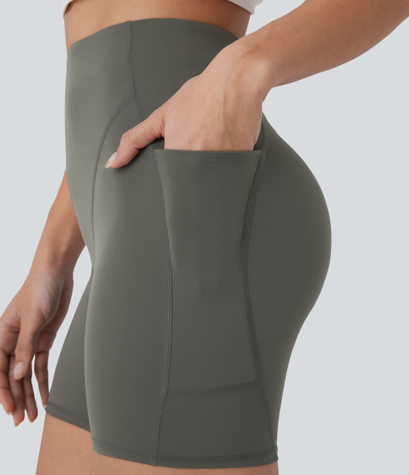 High Waisted Pocket Workout Biker Shorts 5''