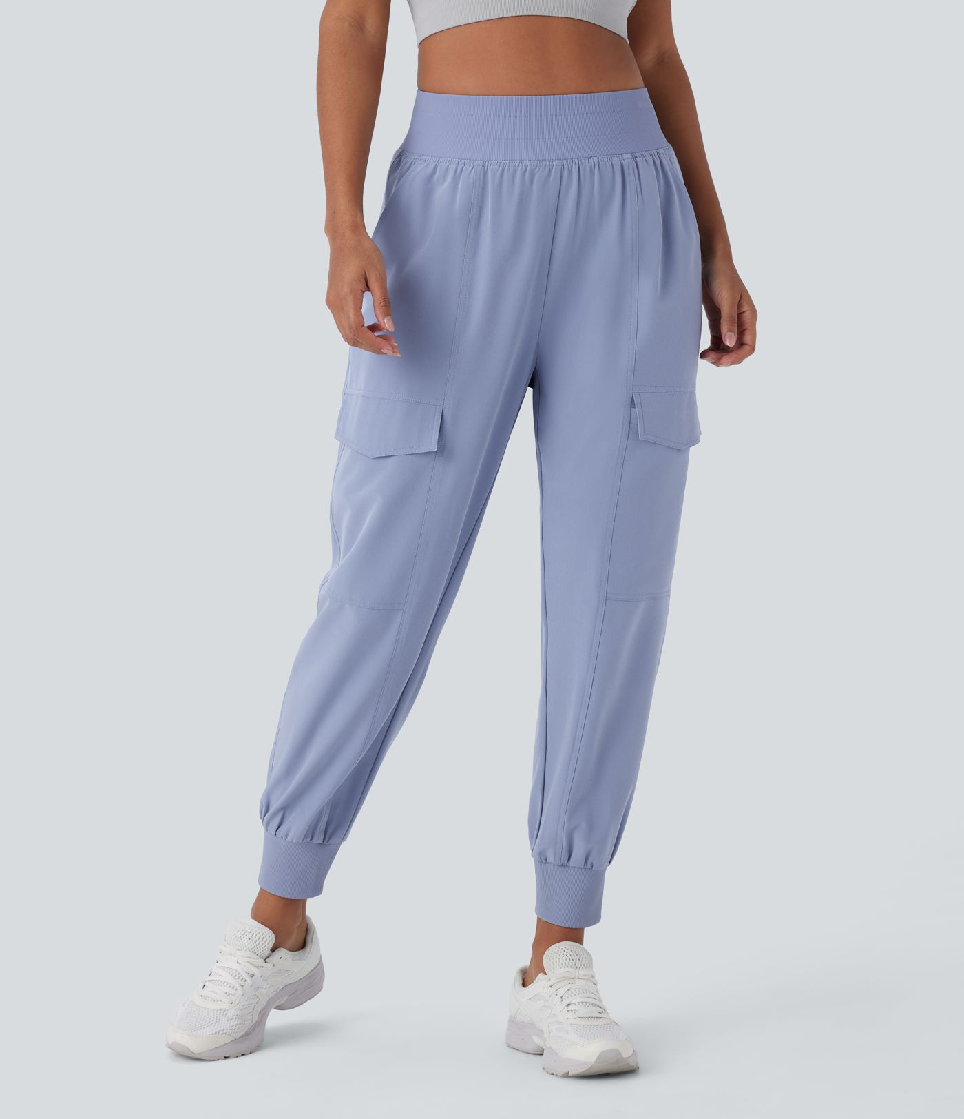 High Waisted Multiple Pockets Running Cargo Joggers