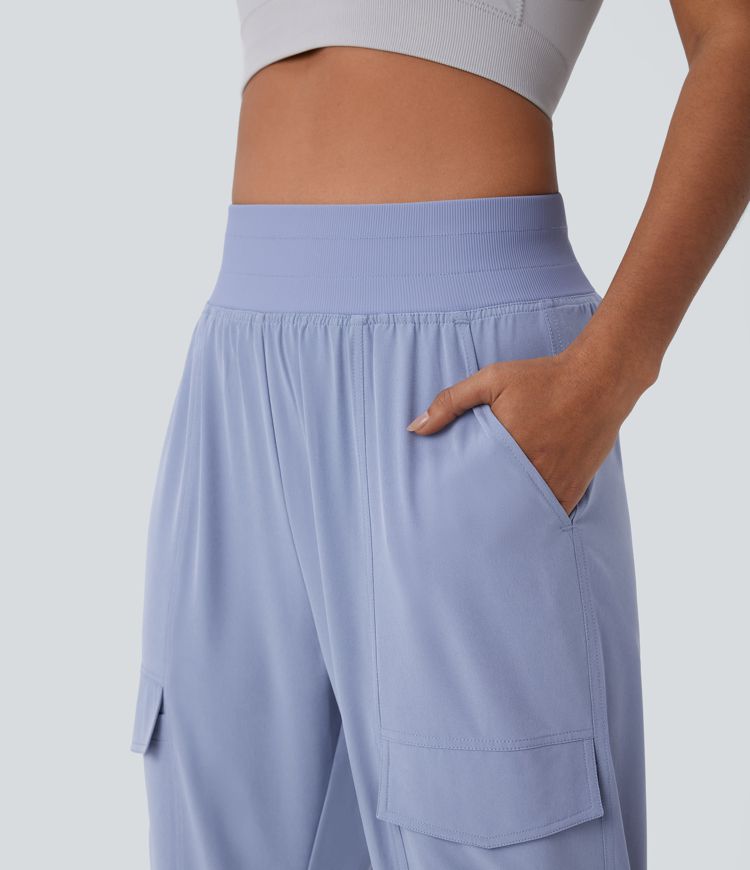 High Waisted Multiple Pockets Running Cargo Joggers