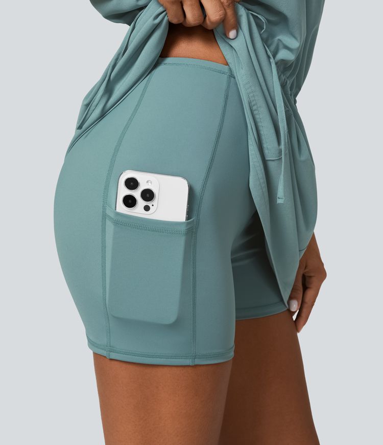 Breezeful™ Backless Multipocket Drawstring 2-Piece Quick Dry Mini Hiking Active Dress