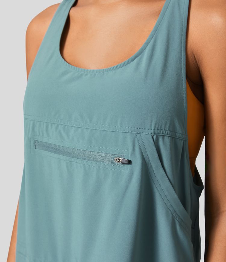 Breezeful™ Backless Multipocket Drawstring 2-Piece Quick Dry Mini Hiking Active Dress